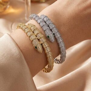 Serpenti Snake Crystal Pavé Bangle Bracelet